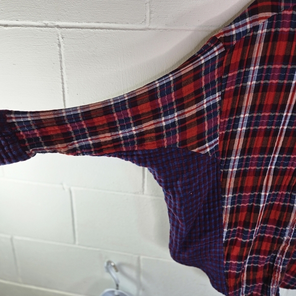 Free People One Of The Guys Plaid Double Gauze Textured Button Down Shirt - Picture 8 of 10